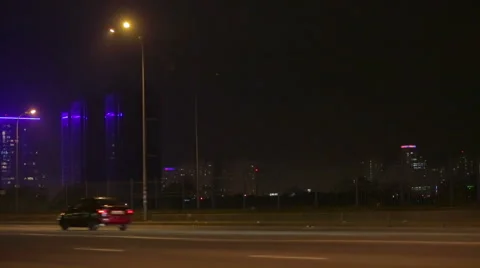 Traffic in the night city Stock Footage 58768686