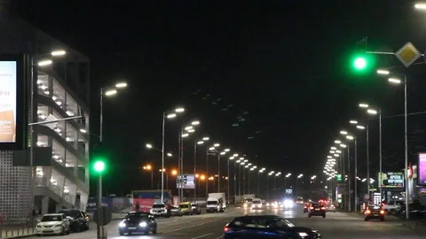 Traffic in the night city Stock Footage 119079047