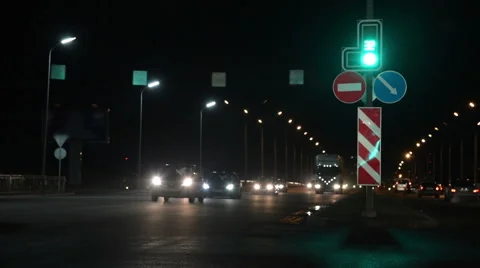 Traffic in the night city. timelapse. Stock Footage 60210095
