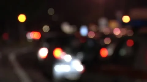 Traffic at night. Defocused. Stock Footage 8991070
