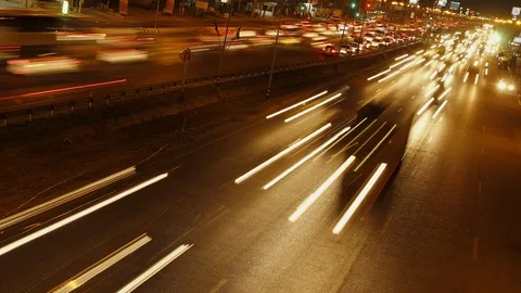 Traffic at night. Stock Footage 98129426