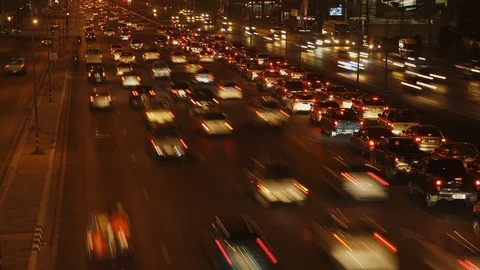 Traffic at night. Stock Footage 98129429