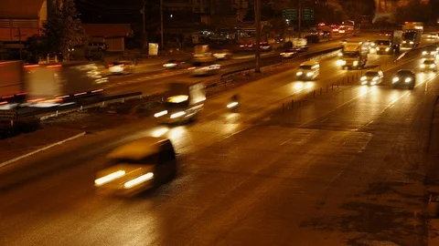 Traffic at night. Stock Footage 98129564