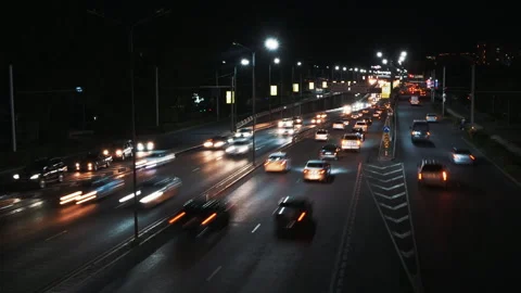 Traffic in the night metropolis Stock Footage 242758600