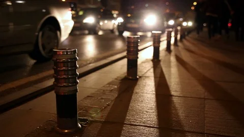 Traffic at the night time with dancing shadows Stock Footage 118371293