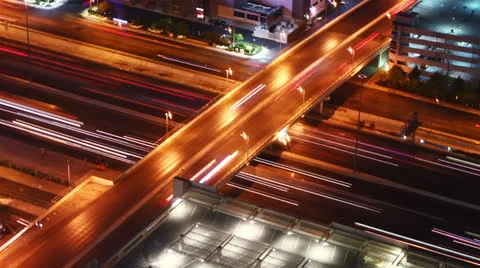 Traffic at night, time lapse Stock Footage 25673623