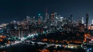 Traffic Night Toronto City Skyline Timelapse Stock Footage