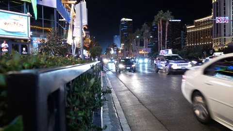 Traffic at night in Vegas Stock Footage 101825780