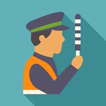 Traffic officer holding stop signal enforcing road safety Stock Illustration