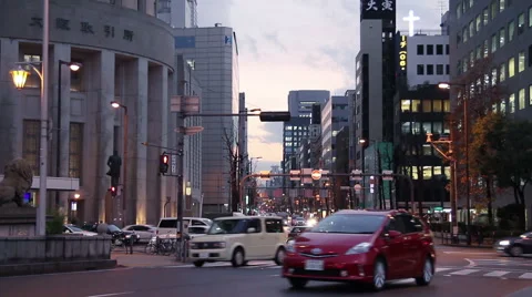 Traffic at osaka in the evening Stock Footage 49487837