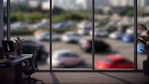 Traffic outside office window Stock Footage 346308489