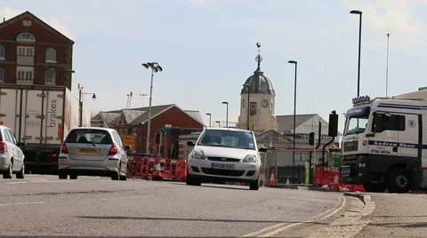 Traffic outside southampton docks Stock Footage 46103015