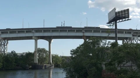 Traffic Over Expressway Bridge Stock Footage 77192552