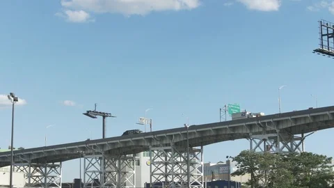Traffic Over Expressway Bridge Stock Footage 77273233