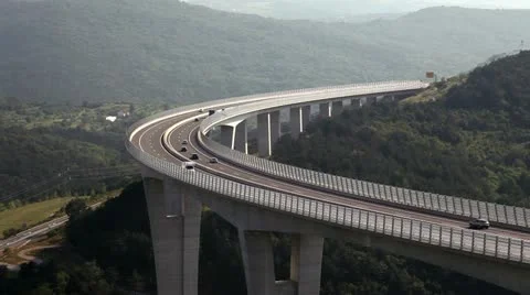 Traffic over the highway bridge Stock Footage 27738728