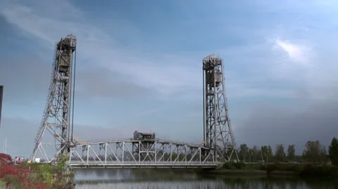 Traffic over Lift Bridge Stock Footage 32114806