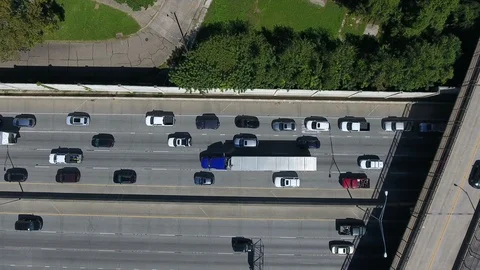 Traffic overhead drone view Stock Footage 96351531