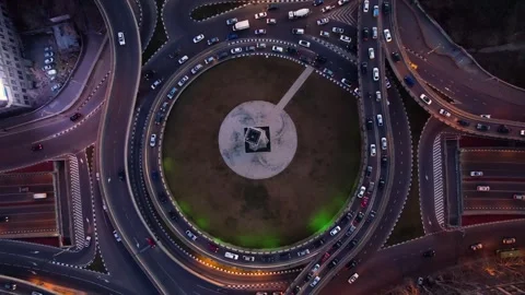 Traffic on the overpass in the evening Stock Footage 242034797