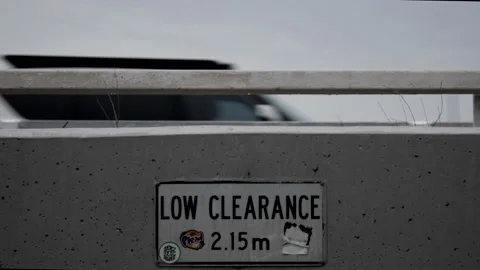 Traffic overpass low clearance sign - vehicles &amp; transport 4k Stock Footage 201641302