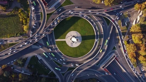 Traffic on the overpass at the sunset light Stock Footage 168554642