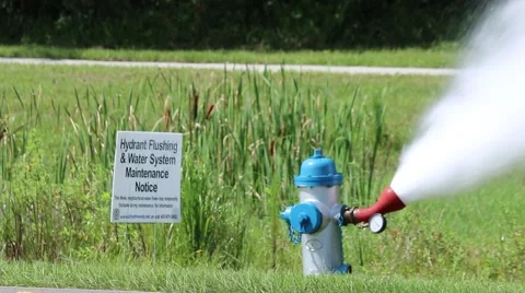 Traffic Passes Flushing Fire Hydrant Stock Footage 52888511