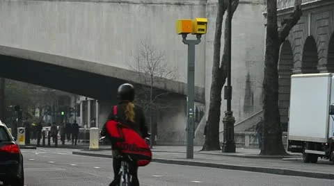 Traffic passing Number Plate Recognition Camera's in London Stock Footage 11219860