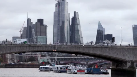 Traffic passing over bridge on river Stock Footage 118398264