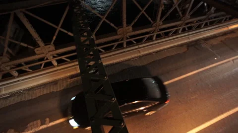 Traffic passing over The Brooklyn Bridge. Stock Footage 60967648