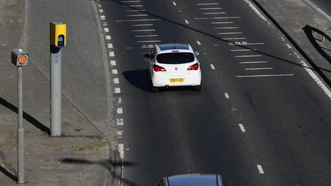 Traffic passing speed camera in the city of leeds yorkshire united kingdom Stock Footage 90373770