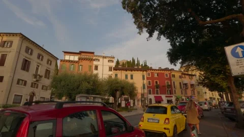 Traffic Passing Through Historic City Square Verona Italy Stock Footage 342070508