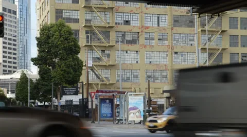 Traffic passing through an intersection Stock Footage 36959327