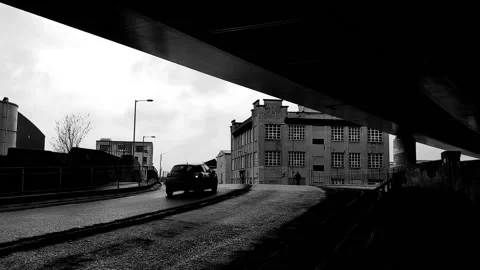 Traffic passing under highway bridge Video stock 171798970
