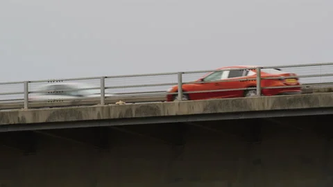 Traffic Passing on Urban Bridge Stock Footage 151709086