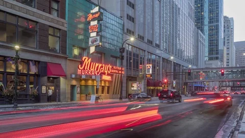 Traffic Past Murray's Restaurant in Downtown Minneapolis Stock Footage 102724405