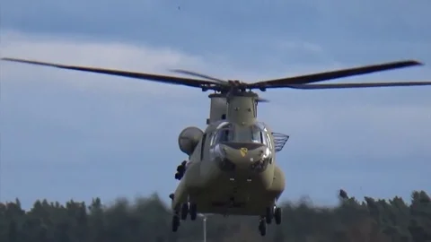 Traffic pattern training flight with Chinook helicopter Video stock 83544297