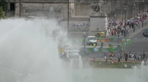 Traffic on Place de Varsovie and Pont d'Iena, Paris Stock Footage 56821868