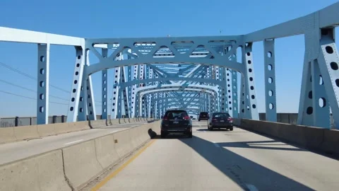 Traffic on the Platt Bridge over the Schuylkill River by Philadelphia, PA Stock Footage 150740491