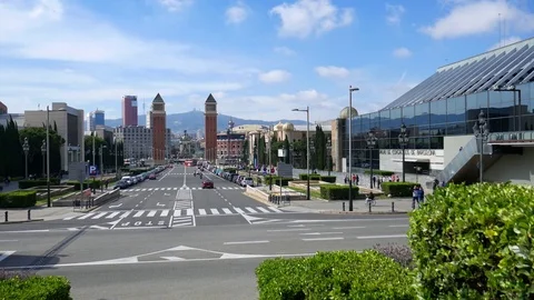 Traffic on the Plaza Espana Stock Footage