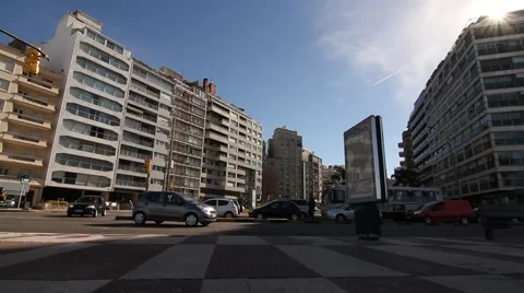 Traffic in Pocitos in Montevideo Stock Footage 41239621