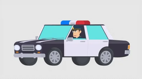 Traffic policeman. Animation of a policeman in a car. Cartoon Stock Footage 171967853