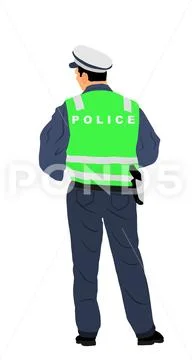 Traffic policeman officer on duty vector illustration isolated on white Stock Illustration