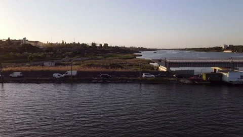 Traffic on the Pontoon Bridge. Stock Footage 135083391