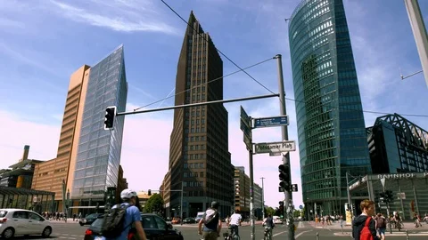 Traffic at Potsdamer Place in Berlin Stock Footage 72710463