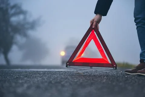 Traffic problem in thick fog Stock Photos