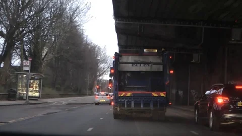 Traffic queue at A4 M4 Junction at Dusk Stock Footage 91698345