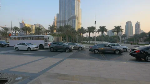 Traffic queue on a boulevard in Dubai Stock Footage 100693863