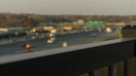 Traffic railing rack focus Stock Footage 12687396