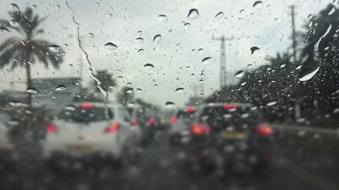 Traffic in the rain Stock Footage 71121881