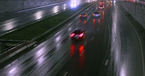 Traffic rain night Stock Footage 145872459