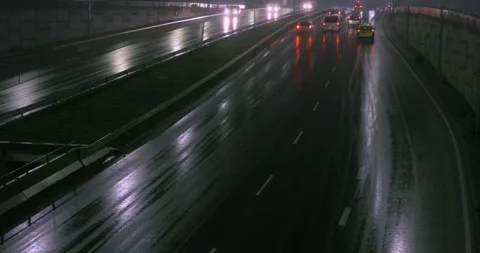 Traffic rain night Stock Footage 145872650
